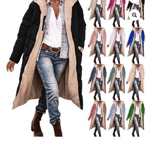 Women's Black and Cream Puffer Coat